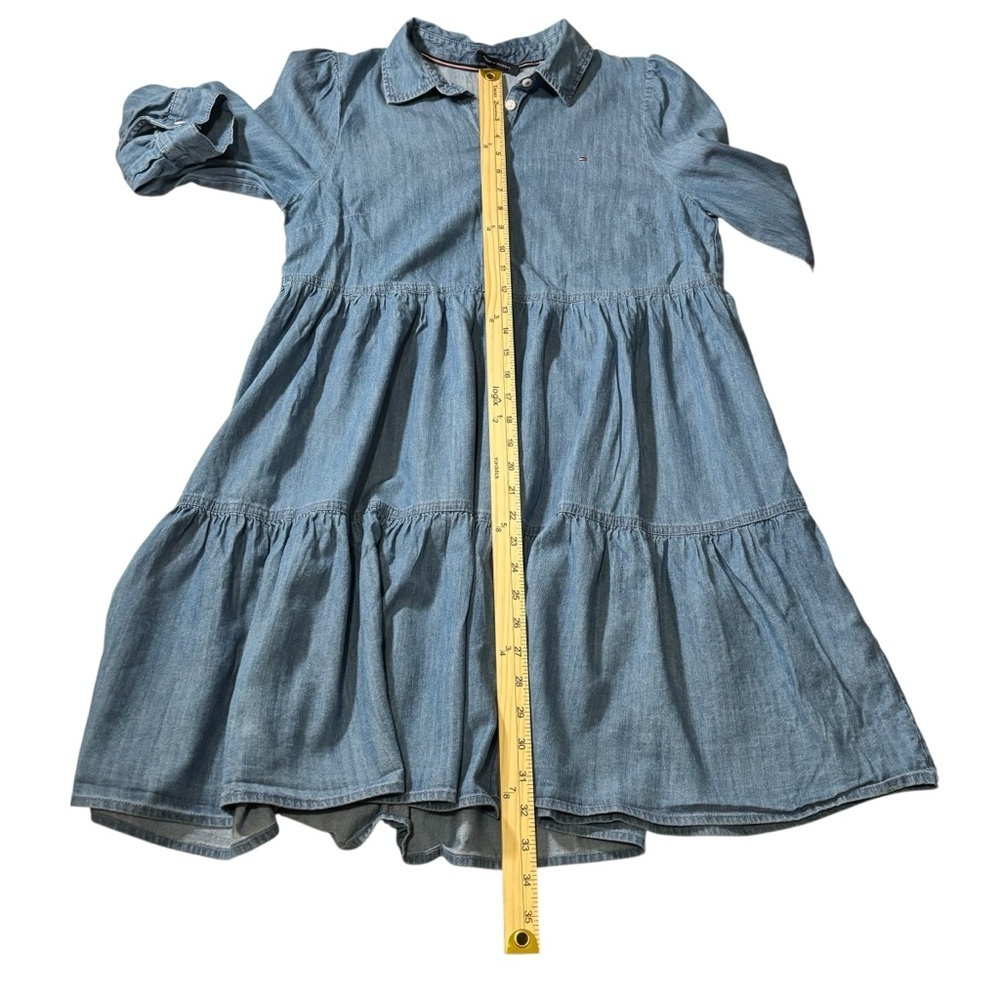 Tommy Hilfiger Tiered Chambray Shirtdress Size 6 Casual Western Boho Cottagecore - Picture 13 of 16